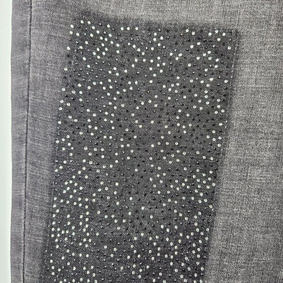 Joseph Ribkoff Rhinestone Frayed Skinny Jeans Washed Black Women’s Size 8 Artsy - Picture 5 of 13